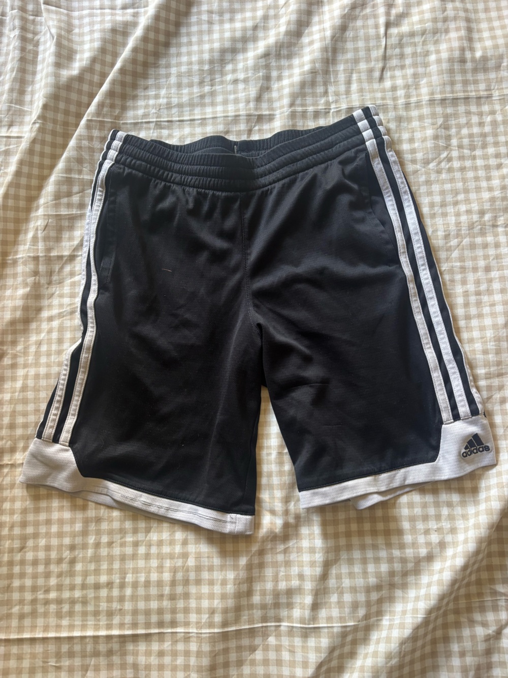 adidas Black Shorts with White Side Stripes